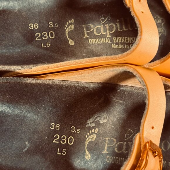 Papillio by Birkenstock Womens EU 36 W 5 Orange Leather 3 Triple Strap Sandal - Picture 6 of 11